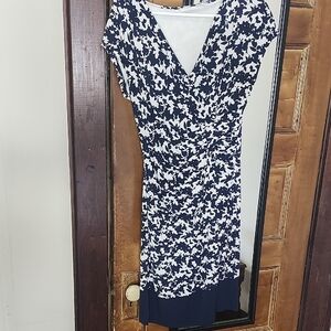 New York & Company Navy and White Midi Dress